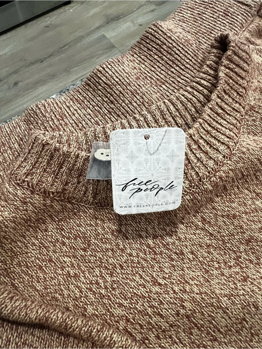 Free People Cozy 100% Cotton 2 Piece suit  Button-Detail Sweater Set in Camel